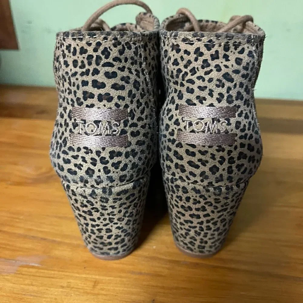 Toms Kala Desert Cheetah Suede Boots Wedge